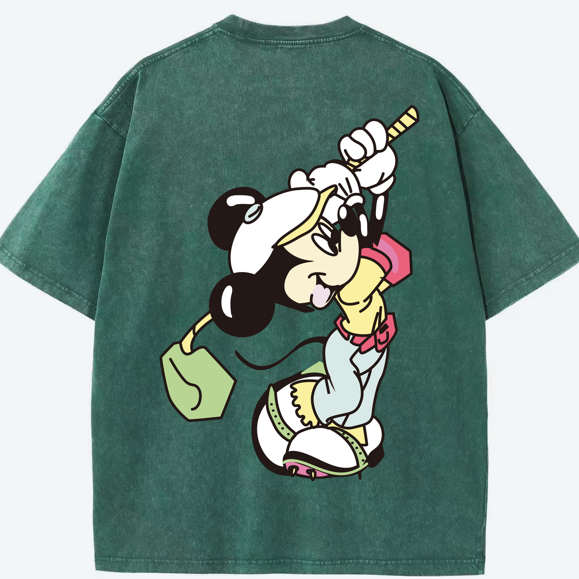 （画像用） ミッキーマウス Mickey Mouse 綿100% ヴィンテージ風 半袖Tシャツ（背面プリント）